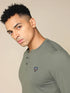 Men Self Design Slim Fit Henley Neck T-shirt with MATPIQ