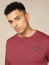 Men Self Design Slim Fit Henley Neck T-shirt with MATPIQ
