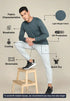 Men Self Design Slim Fit Henley Neck T-shirt with MATPIQ