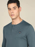 Men Self Design Slim Fit Henley Neck T-shirt with MATPIQ