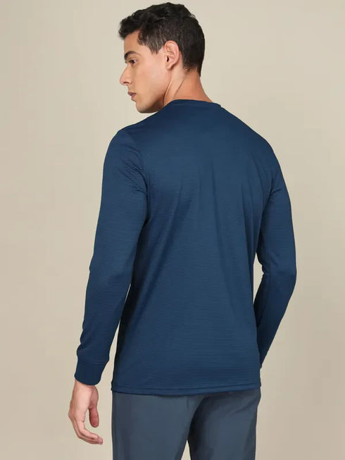 Men Self Design Slim Fit Henley Neck T-shirt with MATPIQ