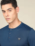 Men Self Design Slim Fit Henley Neck T-shirt with MATPIQ