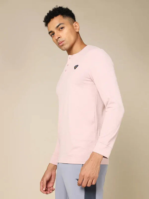 Men Self Design Slim Fit Henley Neck T-shirt with MATPIQ