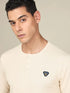 Men Self Design Slim Fit Henley Neck T-shirt with MATPIQ