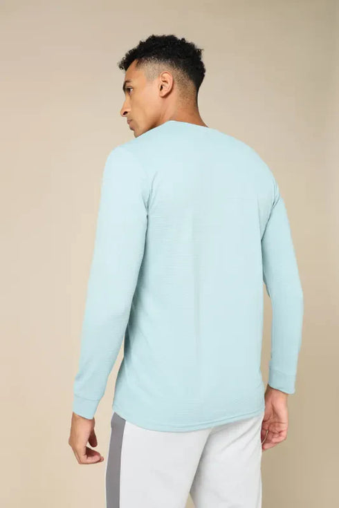 Men Self Design Slim Fit Henley Neck T-shirt with MATPIQ