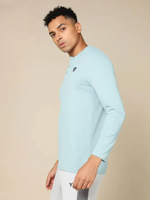 Men Self Design Slim Fit Henley Neck T-shirt with MATPIQ