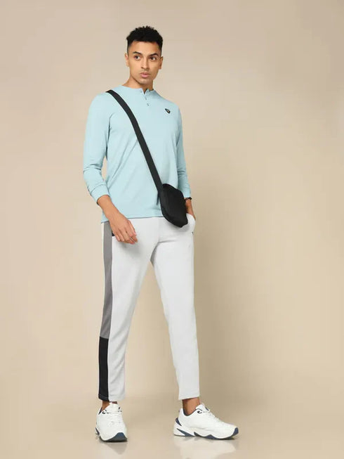 Men Self Design Slim Fit Henley Neck T-shirt with MATPIQ