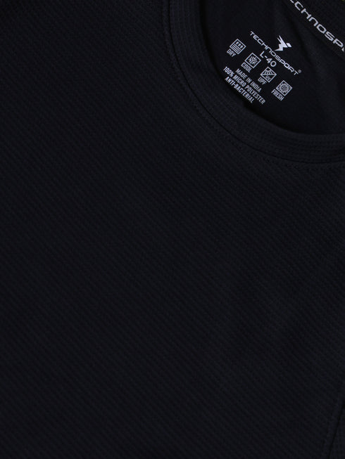 Men Cubic Melange Slim Fit Round Neck T-shirt with TECHNOCOOL+