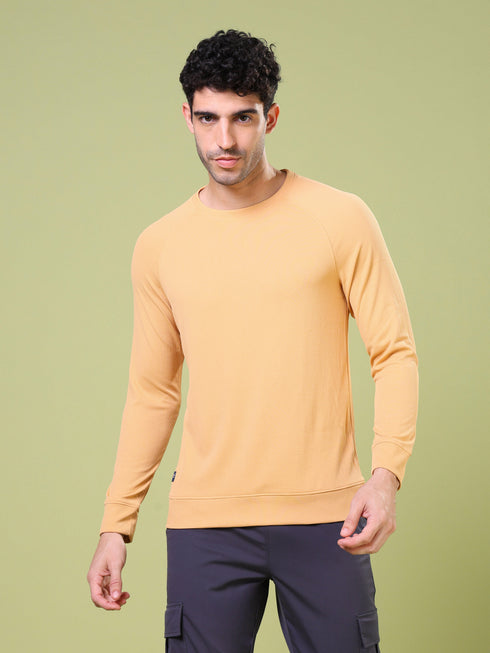 Men Cubic Melange Slim Fit Round Neck T-shirt with TECHNOCOOL+