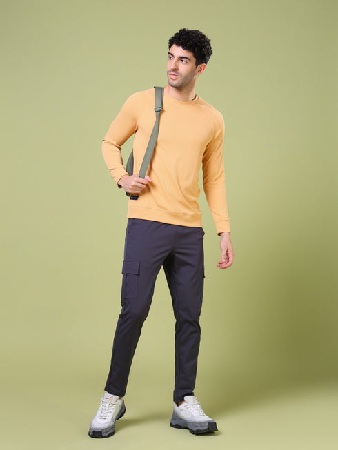 Men Cubic Melange Slim Fit Round Neck T-shirt with TECHNOCOOL+