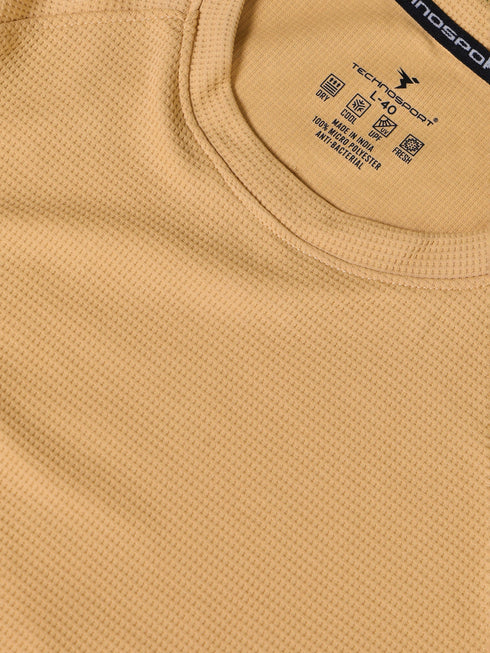 Men Cubic Melange Slim Fit Round Neck T-shirt with TECHNOCOOL+