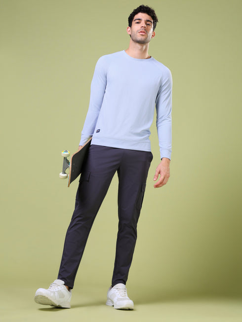 Men Cubic Melange Slim Fit Round Neck Sports T-shirt with TECHNOCOOL+