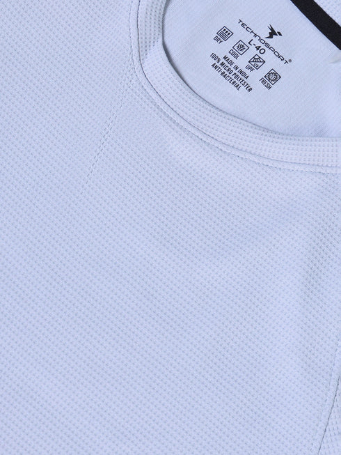 Men Cubic Melange Slim Fit Round Neck Sports T-shirt with TECHNOCOOL+