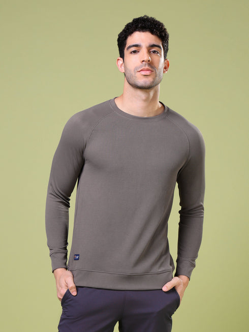 Men Cubic Melange Slim Fit Round Neck T-shirt with TECHNOCOOL+