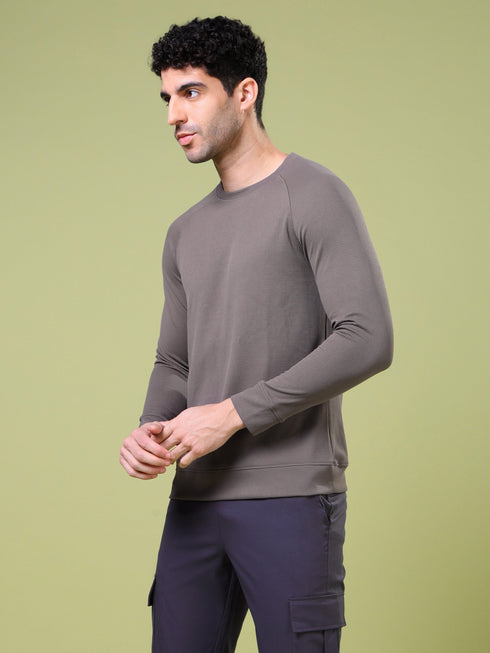 Men Cubic Melange Slim Fit Round Neck T-shirt with TECHNOCOOL+