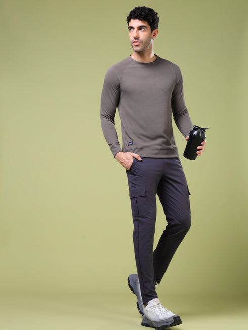Men Cubic Melange Slim Fit Round Neck T-shirt with TECHNOCOOL+