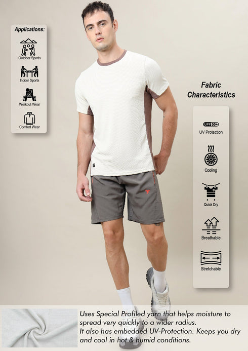 Men Colorblock Slim Fit Crew Neck T-shirt with TECHNO COOL+