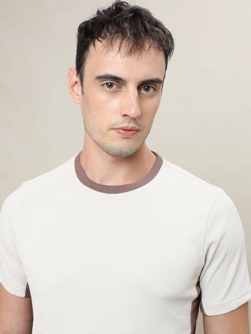 Men Colorblock Slim Fit Crew Neck T-shirt with TECHNO COOL+