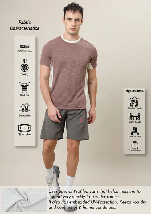 Men Colorblock Slim Fit Crew Neck T-shirt with TECHNO COOL+