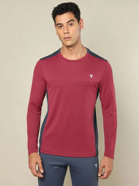 Men Colorblock Slim Fit Crew Neck T-shirt with TECHNO COOL+