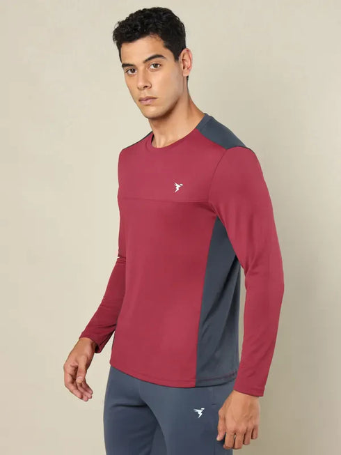 Men Colorblock Slim Fit Crew Neck T-shirt with TECHNO COOL+