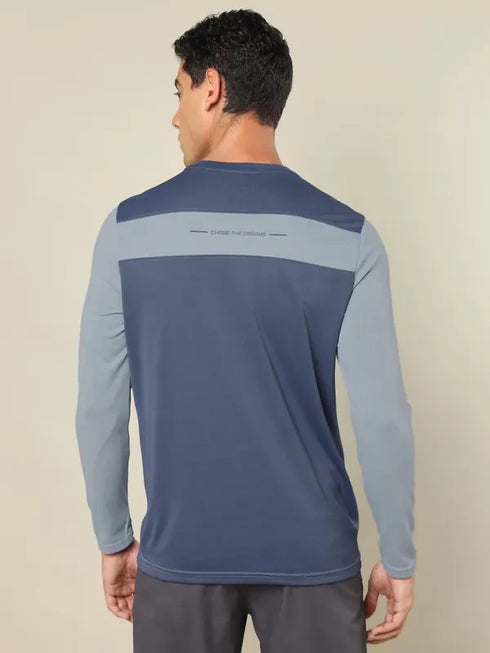 Men Colorblock Slim Fit Crew Neck T-shirt with TECHNO COOL+