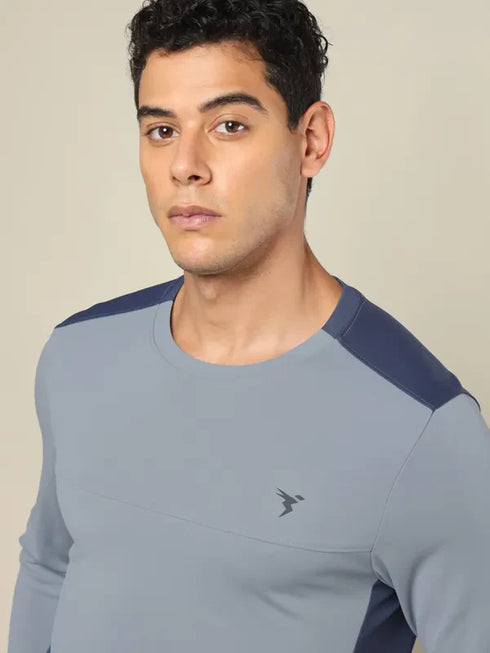 Men Colorblock Slim Fit Crew Neck T-shirt with TECHNO COOL+
