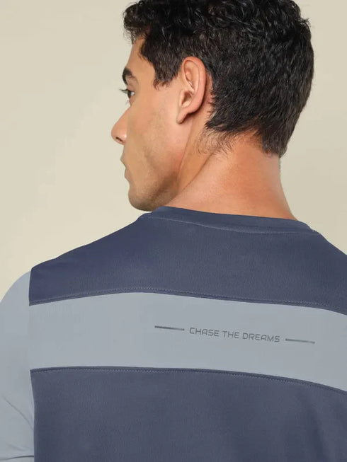 Men Colorblock Slim Fit Crew Neck T-shirt with TECHNO COOL+