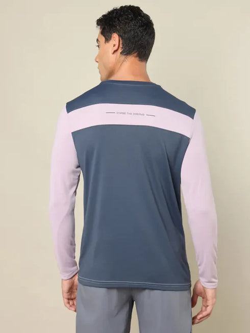 Men Colorblock Slim Fit Crew Neck T-shirt with TECHNO COOL+