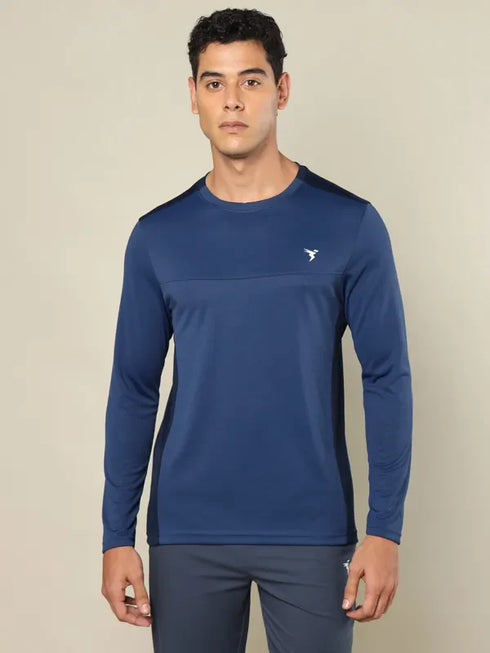 Men Colorblock Slim Fit Crew Neck T-shirt with TECHNO COOL+