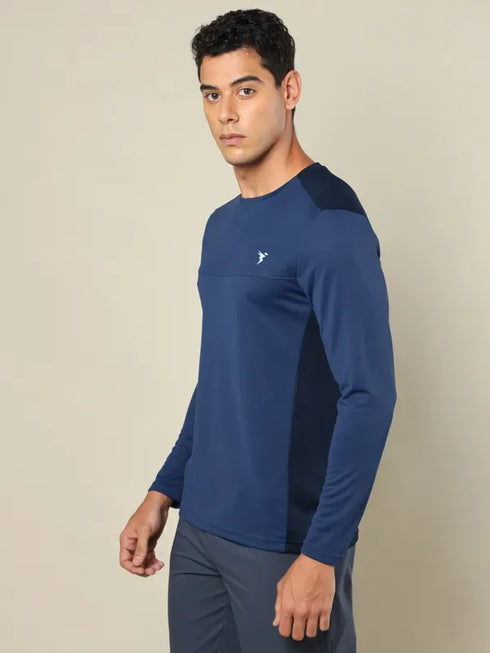 Men Colorblock Slim Fit Crew Neck T-shirt with TECHNO COOL+