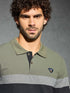 Men Colorblock Slim Fit Polo T-shirt with MATPIQ