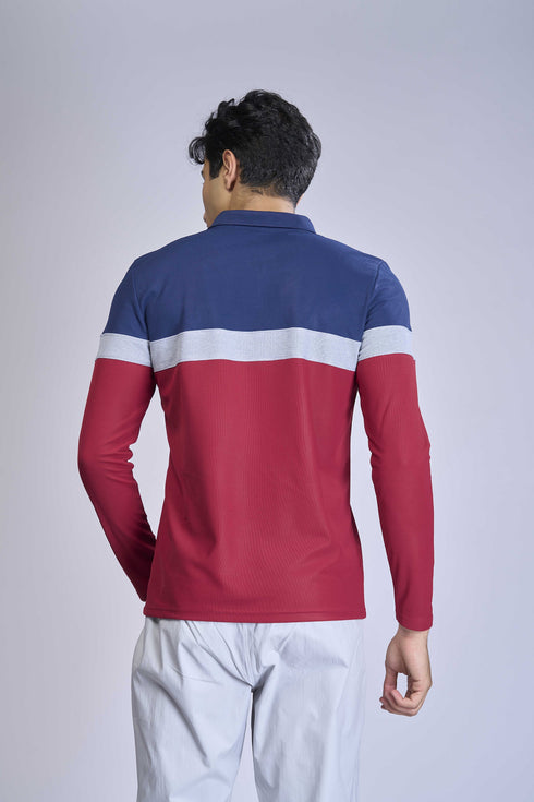 Men Colorblock Slim Fit Polo T-shirt with MATPIQ