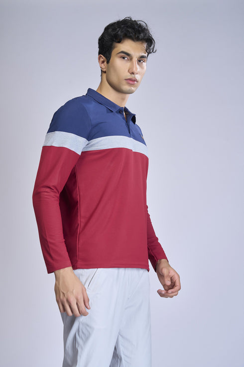 Men Colorblock Slim Fit Polo T-shirt with MATPIQ