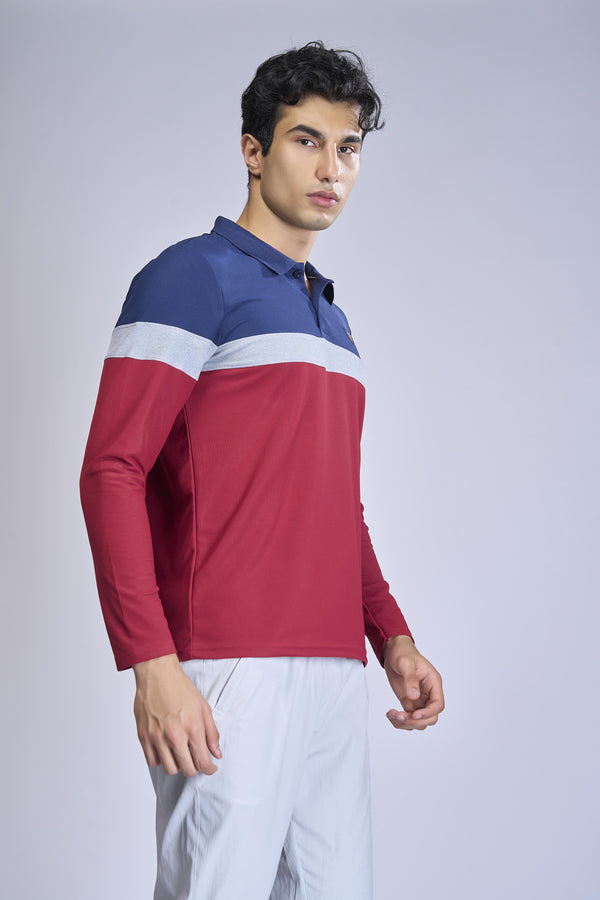 Men Colorblock Slim Fit Polo T-shirt with MATPIQ