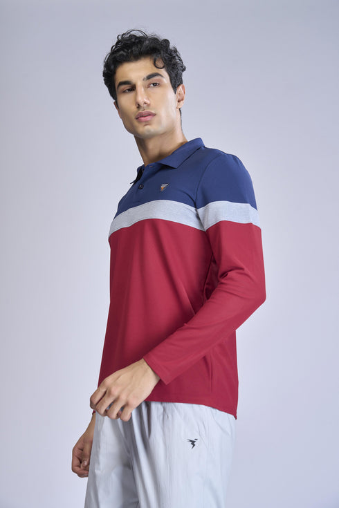 Men Colorblock Slim Fit Polo T-shirt with MATPIQ