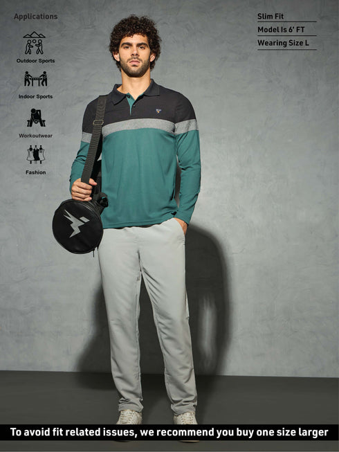 Men Colorblock Slim Fit Polo T-shirt with MATPIQ
