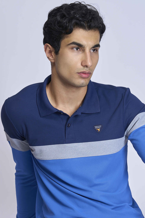Men Colorblock Slim Fit Polo T-shirt with MATPIQ