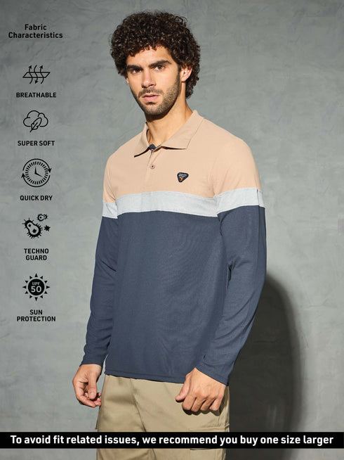 Men Colorblock Slim Fit Polo T-shirt with MATPIQ