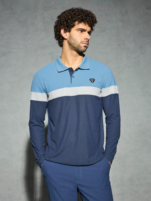 Men Colorblock Slim Fit Polo T-shirt with MATPIQ