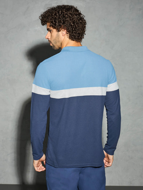 Men Colorblock Slim Fit Polo T-shirt with MATPIQ