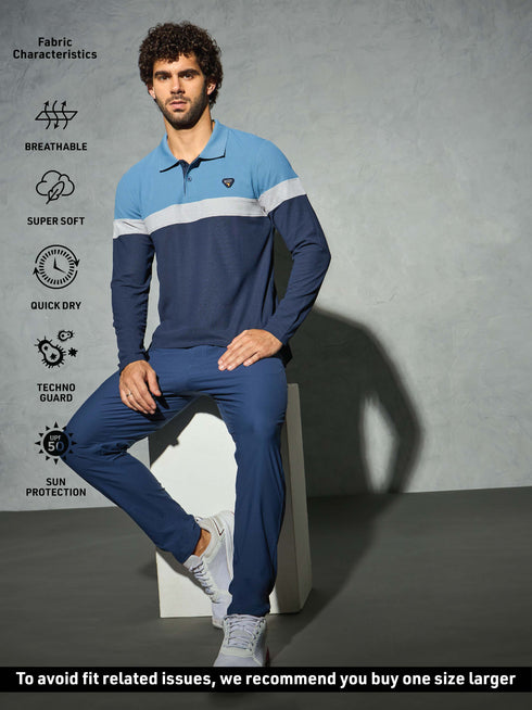Men Colorblock Slim Fit Polo T-shirt with MATPIQ