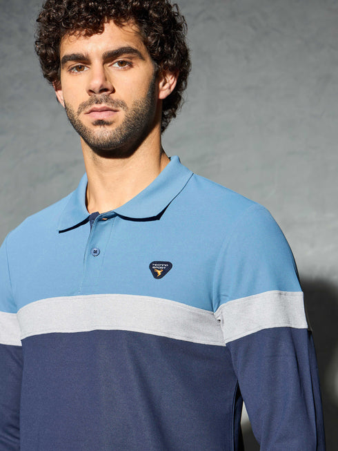 Men Colorblock Slim Fit Polo T-shirt with MATPIQ