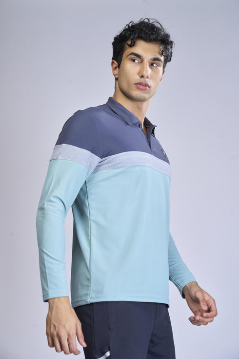 Men Colorblock Slim Fit Polo T-shirt with MATPIQ