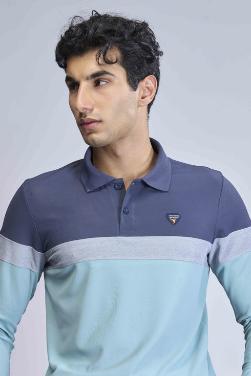 Men Colorblock Slim Fit Polo T-shirt with MATPIQ