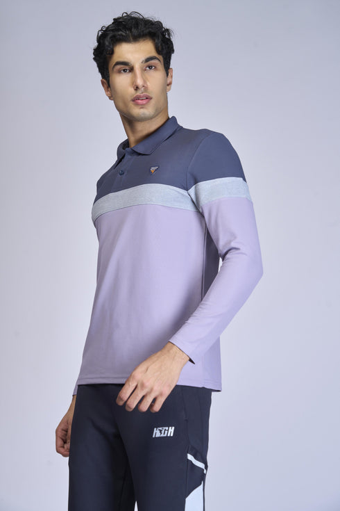 Men Colorblock Slim Fit Polo T-shirt with MATPIQ