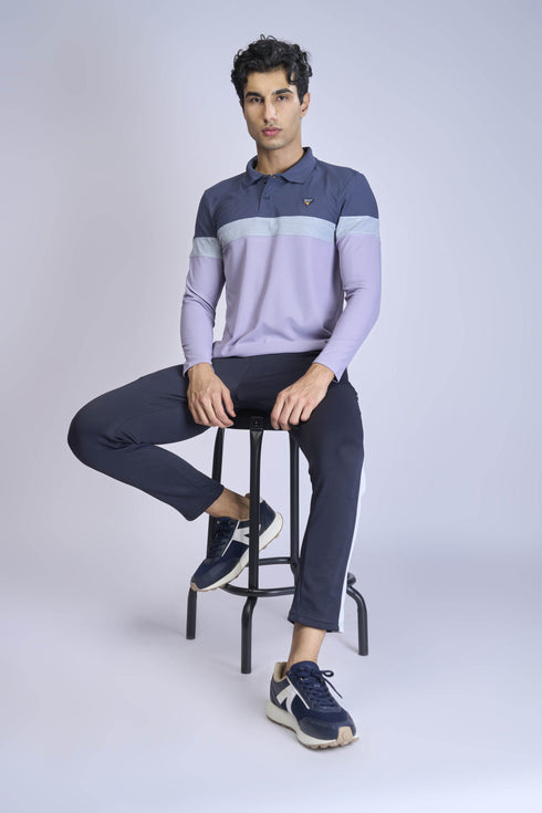 Men Colorblock Slim Fit Polo T-shirt with MATPIQ