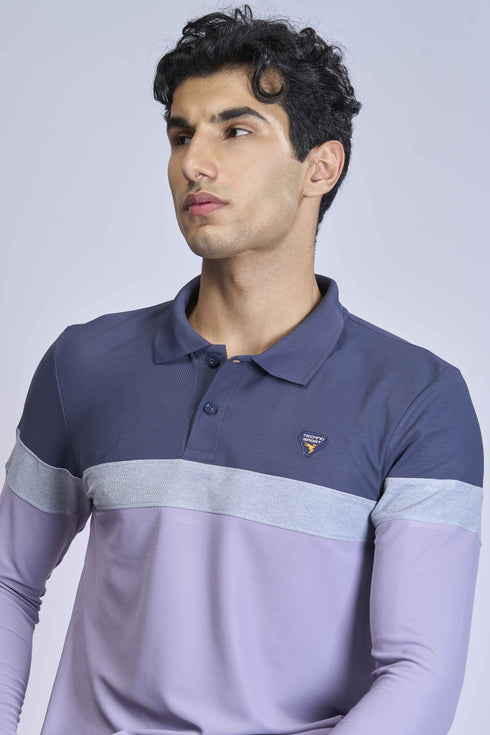 Men Colorblock Slim Fit Polo T-shirt with MATPIQ