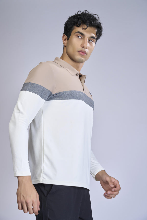 Men Colorblock Slim Fit Polo T-shirt with MATPIQ
