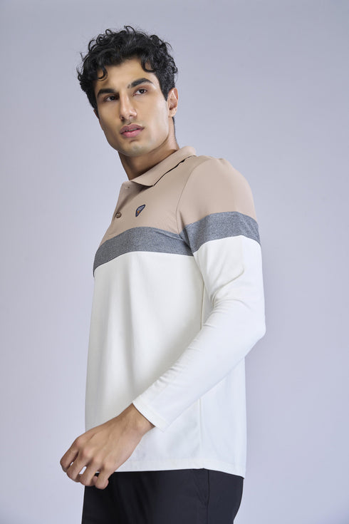Men Colorblock Slim Fit Polo T-shirt with MATPIQ